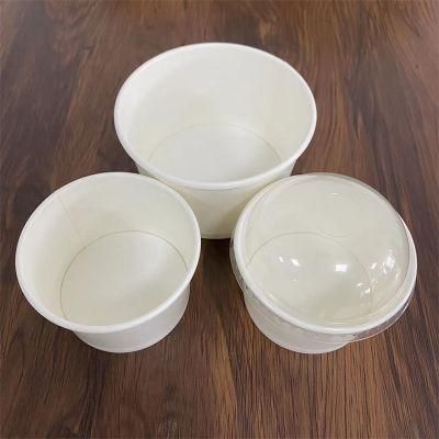 4oz 76*62*48mm White Waterproof Disposable Sundaes Ice Cream Paper Bowl with Dome Lid