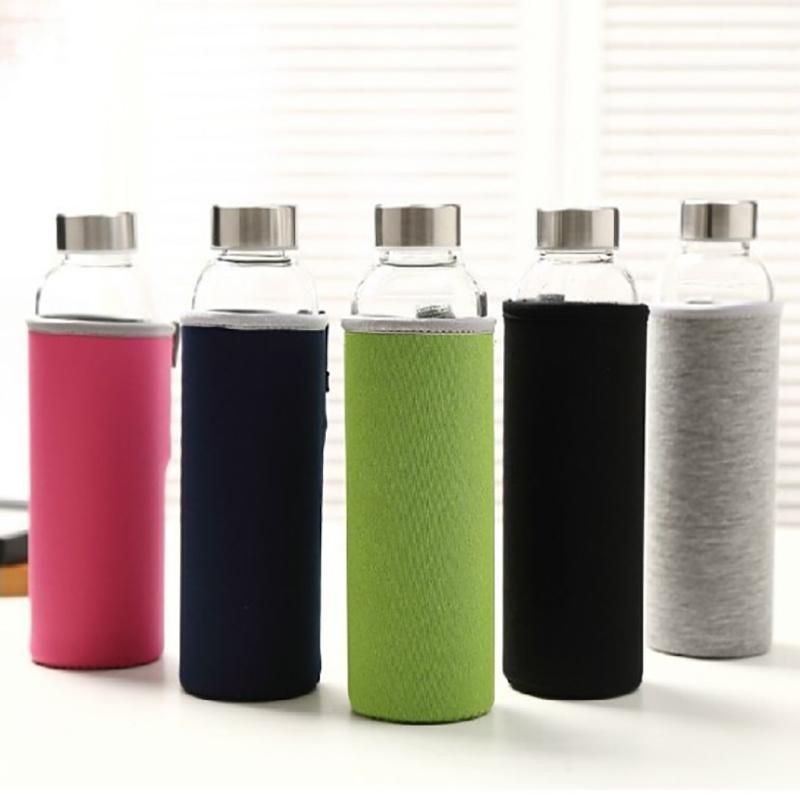 Factory Supply Cylinder Shaped Beverage Juice Glass Bottle with Lid