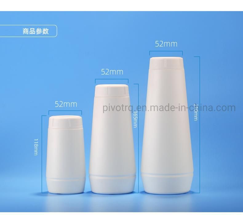 250g500g800g HDPE Round Conical Flask Table Sea Salt Bottles with Anti-Theft Screw Lid Shaking Jar Food Grade Plastic