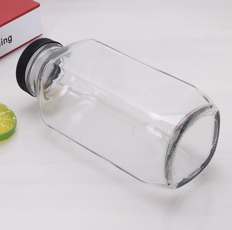 250ml Wide Mouth Square Glass Bottle with Aluminum Lids