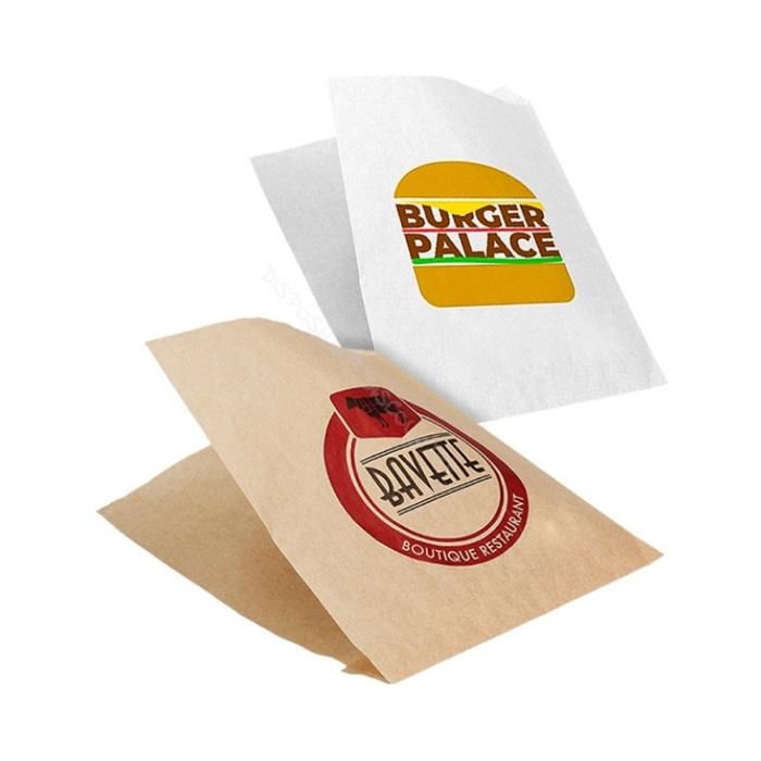 Flat Sharp Bottom White Paper Bag Grease Proof Burger Snack Paper Bag