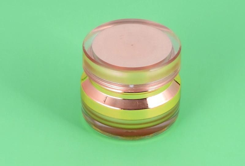 15g Luxury Golden Cosmetic Jar Cream Jar Plastic Jar Acrylic Jar with Hand Pull Gasket