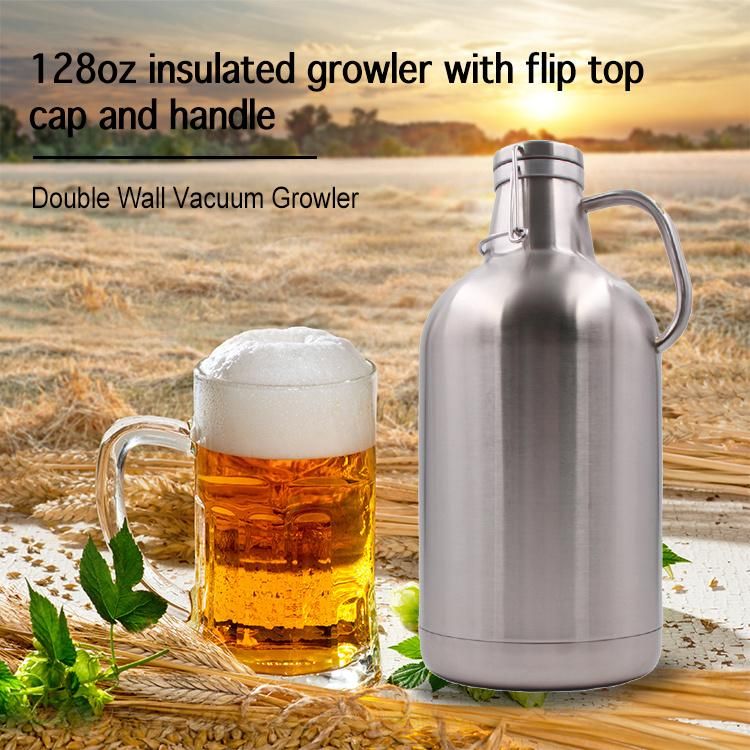 Portable 1 Gallon Steel Pressurised Growler Keg Bottle with Infuser