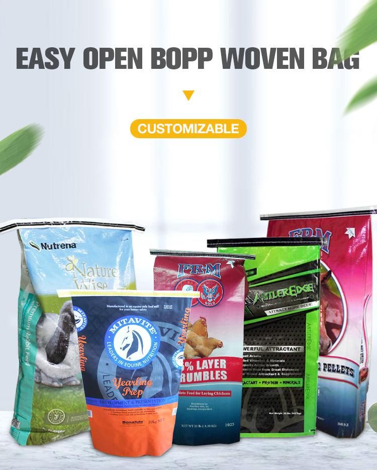 BOPP Plastic Type and Woven PP Bag Type 25kg Rice Feed Flour Packaging Bags