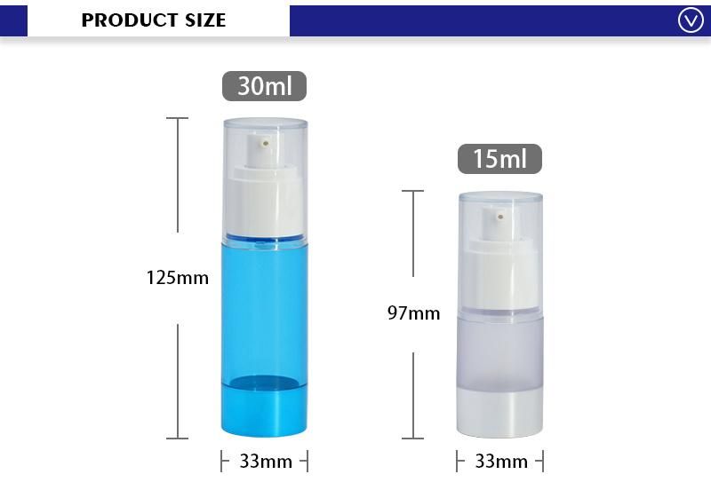 Best-Selling Blue Transparent 15ml 30ml Cosmetic Packaging Airless Bottle