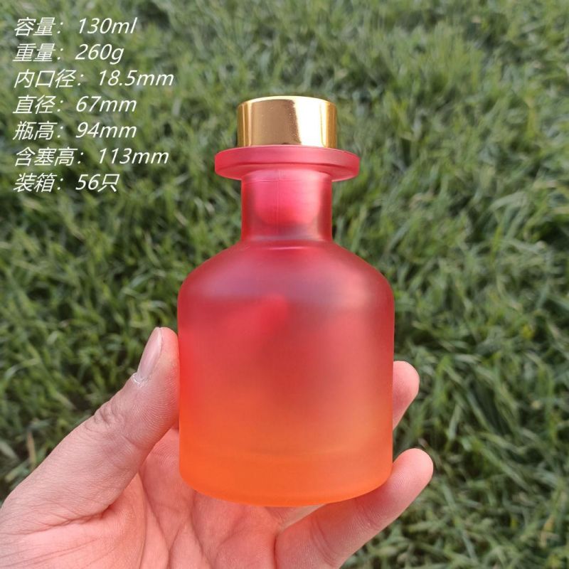 Empty Aroma Reed Fragrance Diffuser Bottle Ombre Glass Perfume Bottles with Cork 130ml