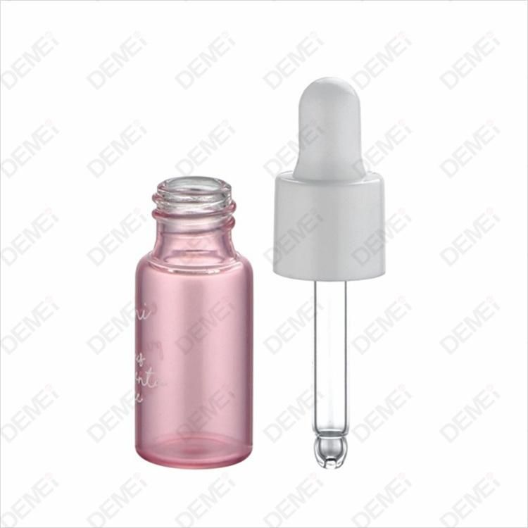 1.5ml-10ml Wholesale Cosmetic Packaging D16mm Mini Sample Straight Round Clear Serum Essential Oil Tube Glass Bottle with 13mm Silver Dropper Cap