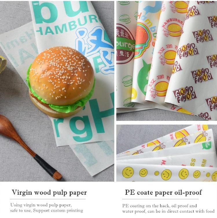 Custom Greaseproof Liner Hamburger Wax Wrapper Sandwich Food Wrapping Paper