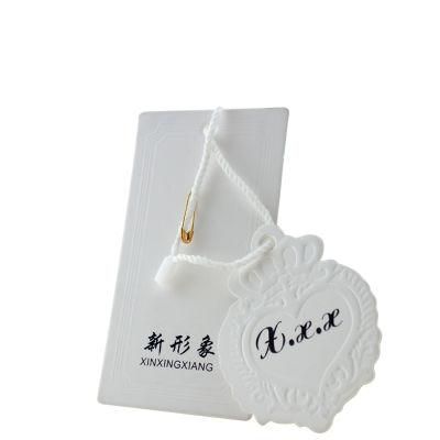 Professional Embossed Logo Special White Clothing Paper Hang Tag with Cotton Strings