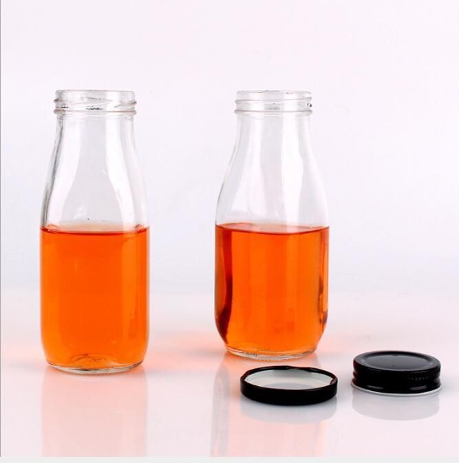 300ml Hot Sale Square Glass Cold Brew Coffee Bottle with Metal Cap