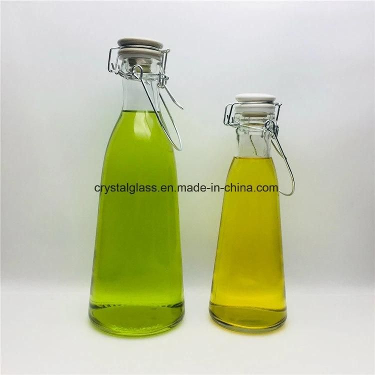 500ml 1000ml Clip Swing Milk Juice Glass Beverage Bottle with Handle