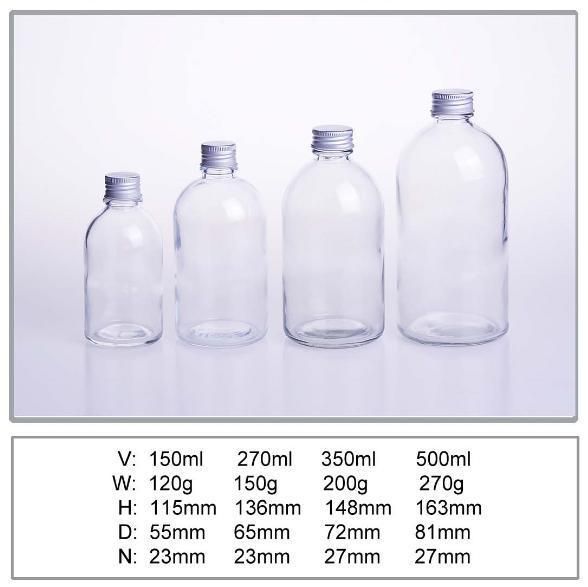 5oz 8oz 12oz Round Glass Beverage Drinking Bottle with Caps