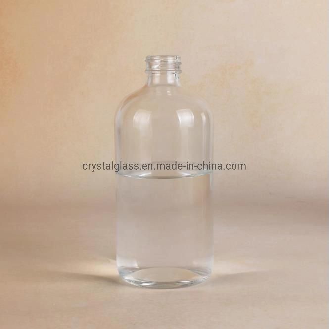 Aluminum Screw Cap 4oz 8oz 16oz Boston Round Glass Bottle with Dispsnser Nozzle