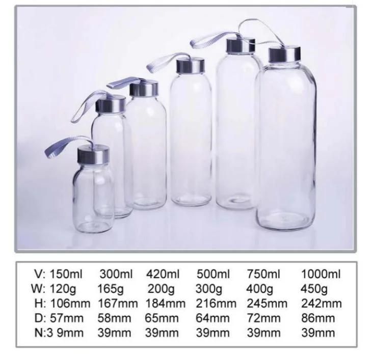 16oz 25oz 33oz Beverage Drinking Water Glass Bottle with Stainless Cap