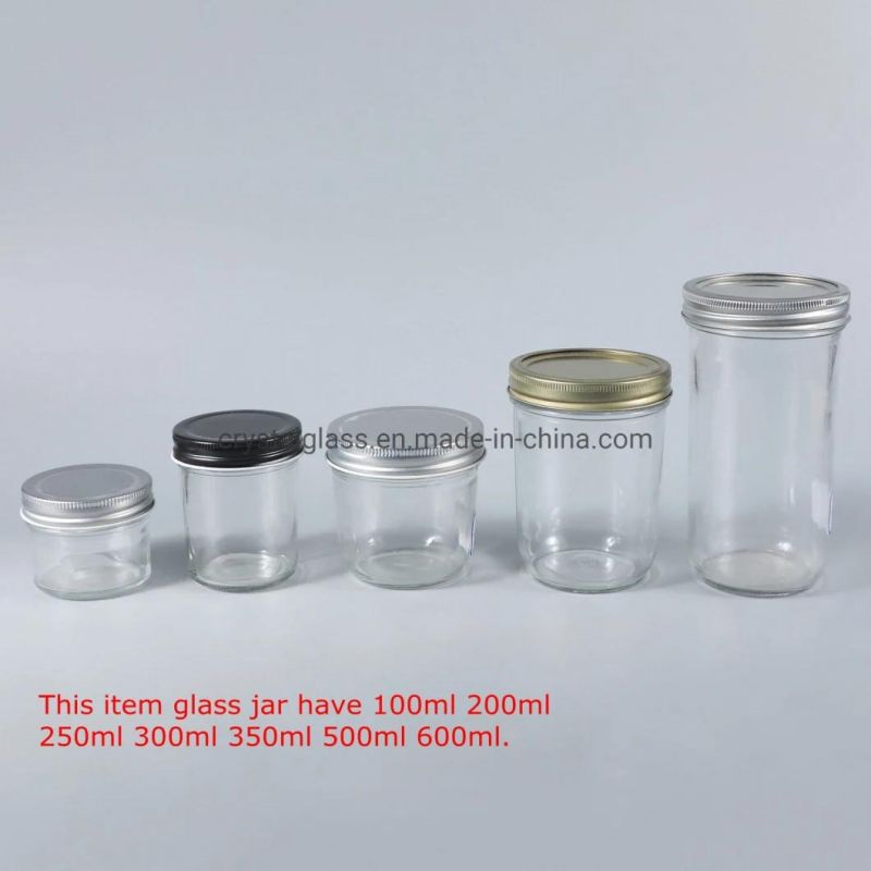 100ml L200ml 250ml 480ml Round Wide Mouth Logo Customized Glass Mason Jar with Lid for Food Storage Jar