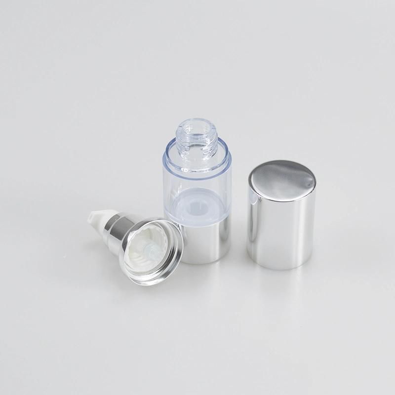 Plastic cosmetic 15ml Airless Aluminium Lotion Bottle with Sliver Pump