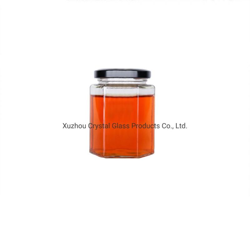 280ml 9 Oz Hexagonal Jam Containers Honey Containers Glass Pickles Containers