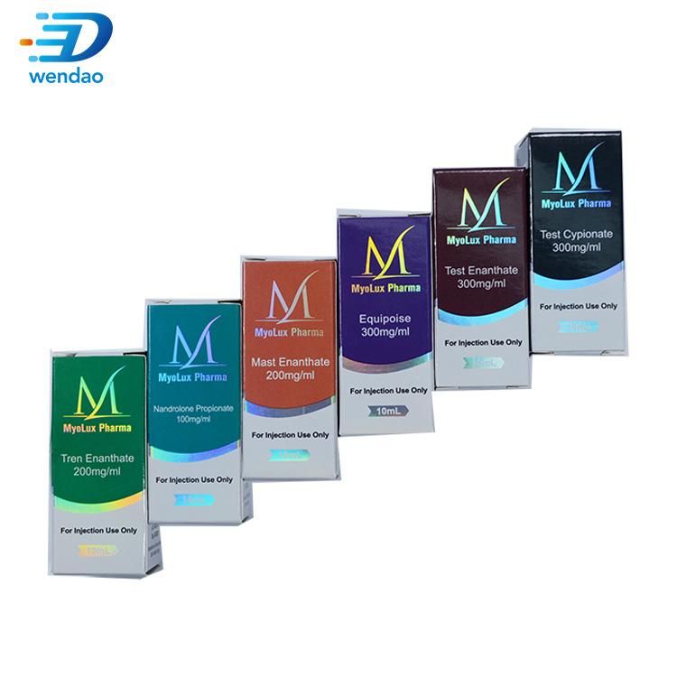 Custom Printed Waterproof Bodybuilding Pharmaceutical Packaging 10ml Steroid Vial Labels and Boxes