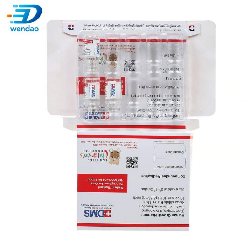 Fashion Style HGH Custom Folding Paperboard Plastic Tray 2ml Vial HGH Packaging Boxes