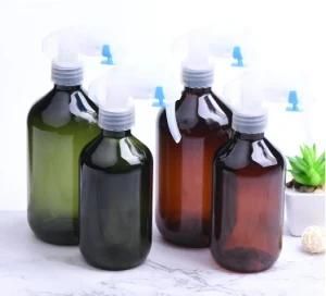 300ml 500ml Pet Plastic Round Green and Amber Color High Mist Trigger Spray Bottle