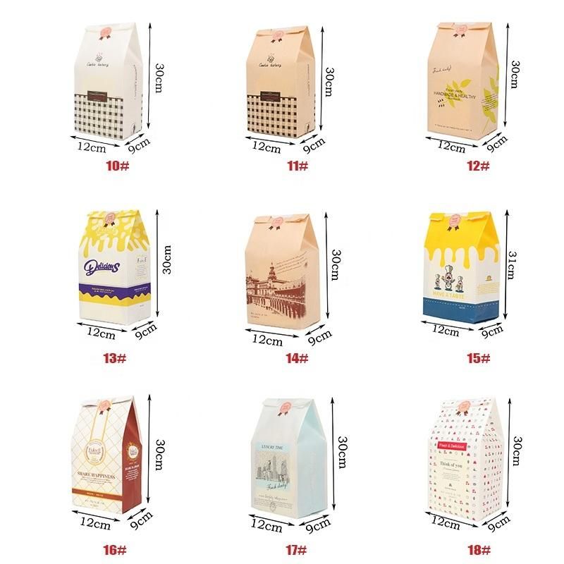 Custom Size French Loaf Paper Kraft Packaging Long Bread Paper Bag with Window for Bakery Bread