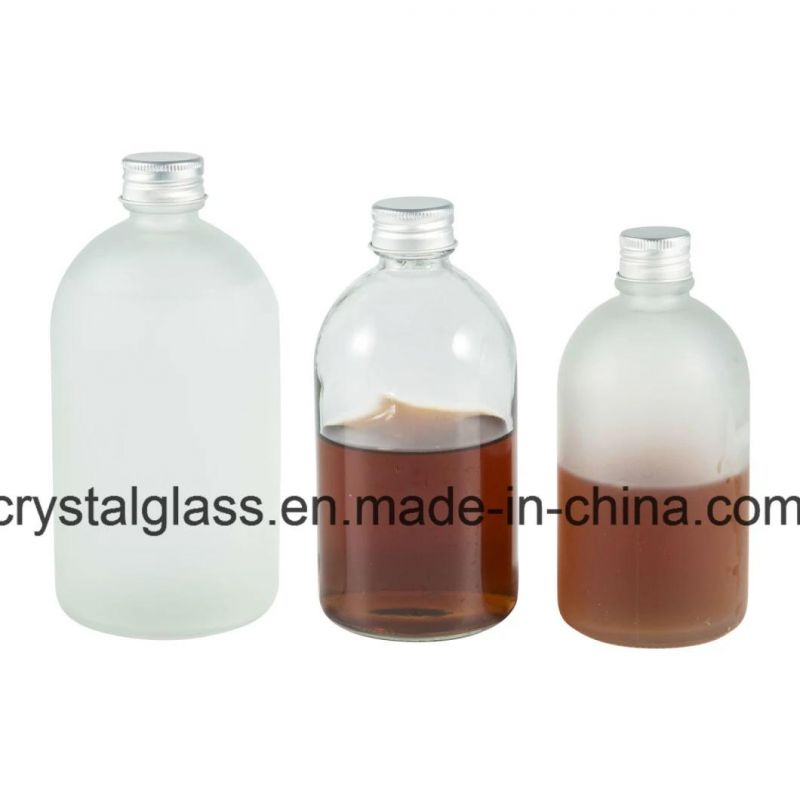 Round Glass Ring Neck Soy Sauce Jam Bottle with Plastic Tamper Evident Lid Metal Lid