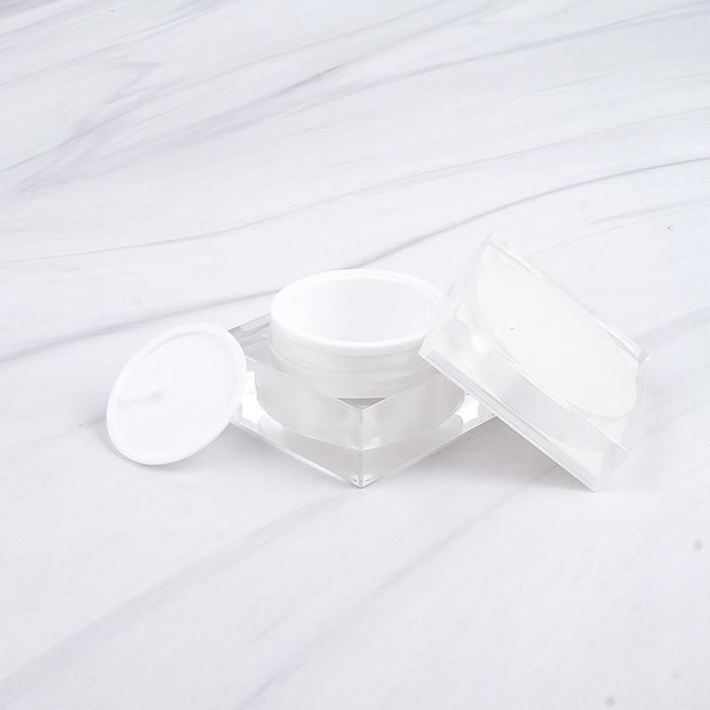 Fast Shipping 5g 10g 15g 30g 50g White Frost Square Acrylic Cosmetic Jar Container Nail Pot Acrilic