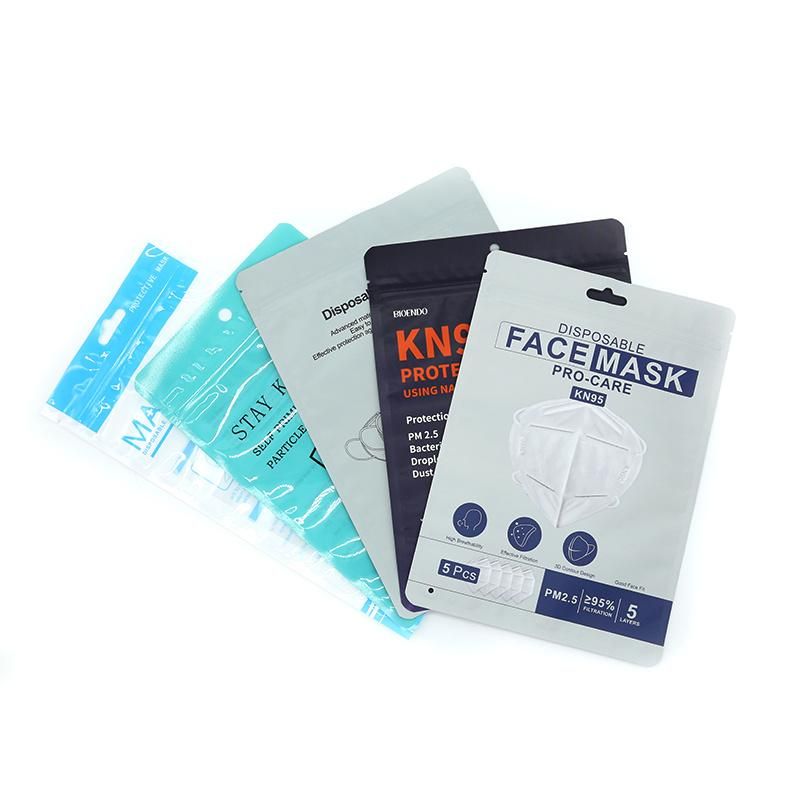 Wholesale Factory Price Stock Face Mask Packaging Bag Surgical Medical Disposable KN95 Pm2.5 Mask Plastic Zipper Pouch Bags