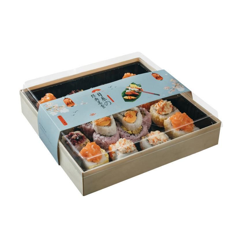 Wooden Disposable Takeout Togo Sushi Packaging Take Away Bento Lunch Cake Dessert Pastry Bakery Food Container Cheese Boards Box