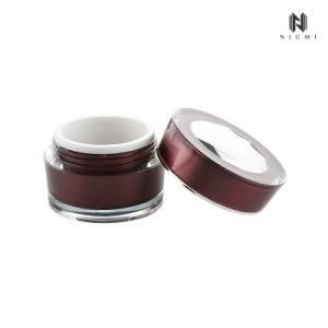 15g/30g/50g Dark Red Acrylic Cream Jar, Double Layer Luxury Facial Cream Jar