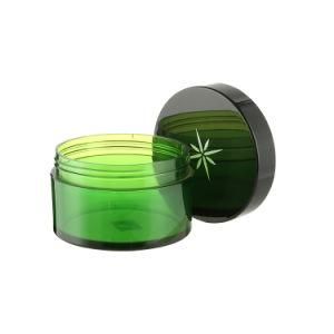 Custom Clear Green Plastic Cosmetic Container Cream Jar with Black Lid