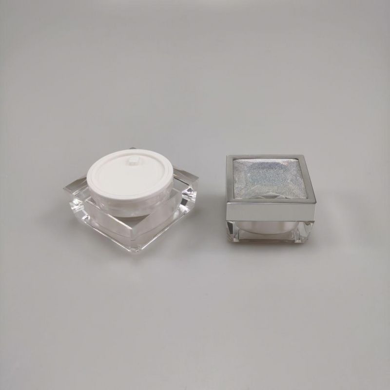 15g 30g 50g Acrylic Square Diamond Crystal Cream Jar for Cosmetic Packaging