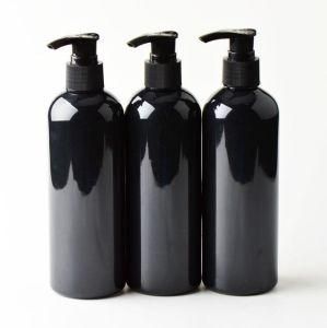 300ml Pet Plastic Round Shoulder Black Lotion Pump Shampoo Shower Gel Packing Bottle