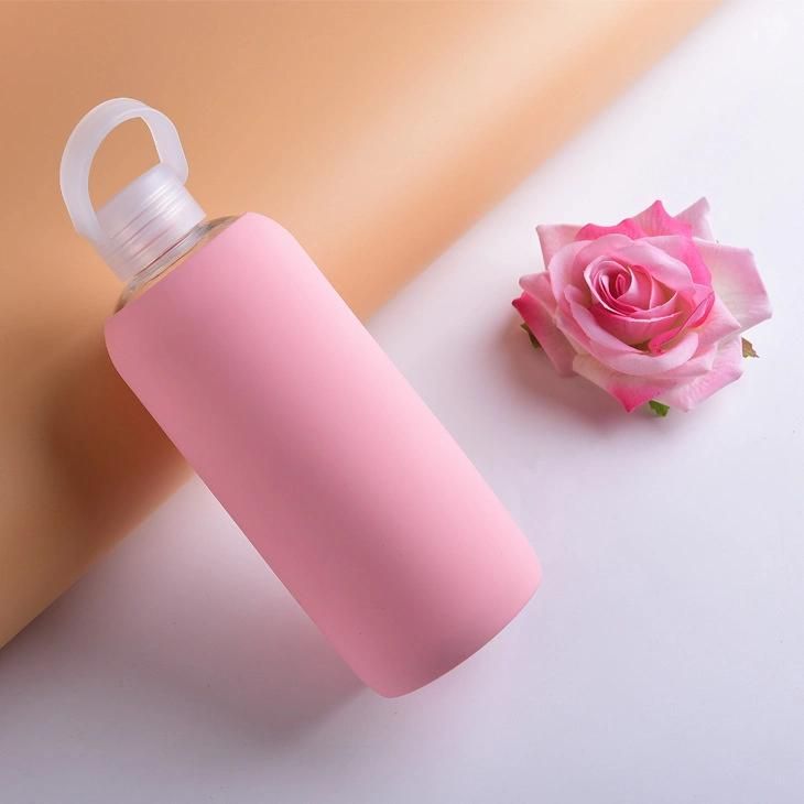 Big Capacity BPA-Free Glass Water Bottle with Silicone Sleeve