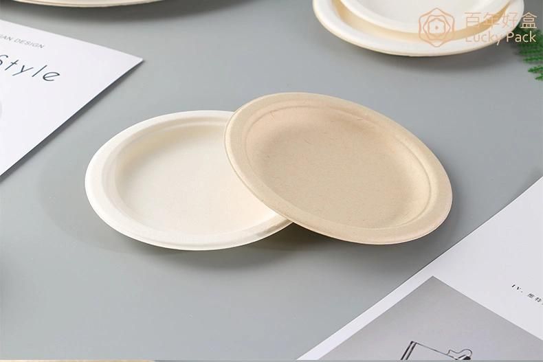 Disposable Compostable Biodegradable Tableware Sugarcane Bagasse Paper 6 Inch Round Plate