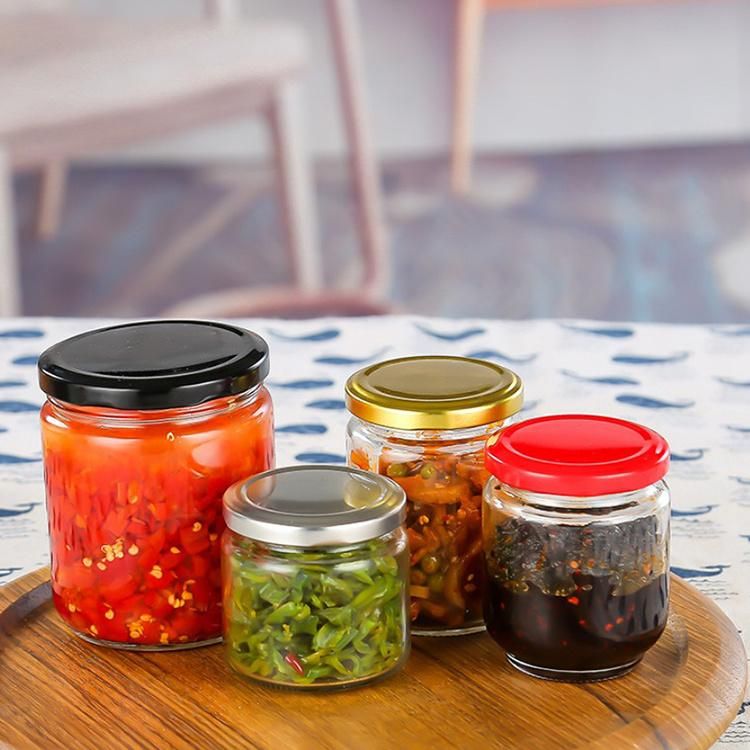 Glass Honey Jam Jar Wide Mouth Glass Canning Jars Glass Containers with Metal Lids 100ml 212ml 350ml 500ml 1000ml