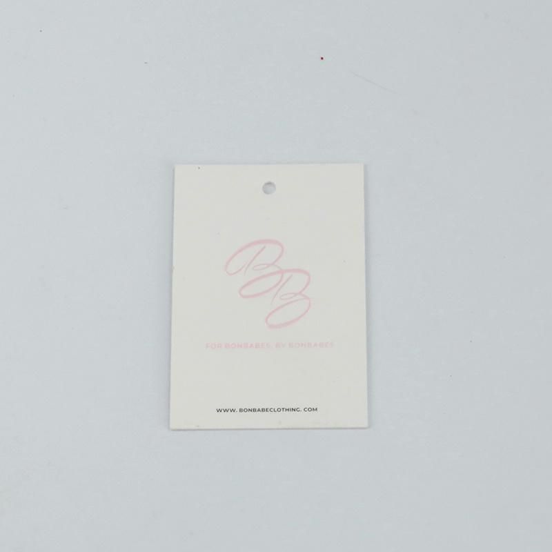 1mm 1000GSM Thick Paper Pink Logo Debossed 4*4cm Hangtag