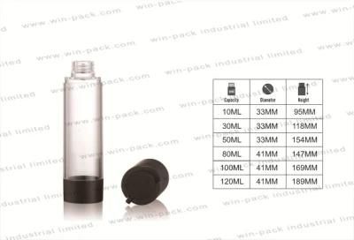 New Design Transparent San Airless Lotion Bottle with Shiny Silver Bottom and Pump