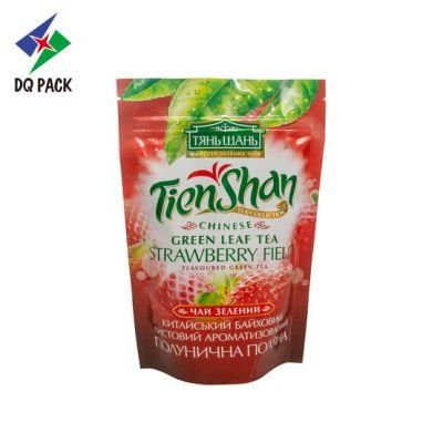 Dq Pack Custom Printed Mylar Bag Custom Logo Packaging Bag Reusable Plastic Packaging Bag Stand up Pouch with Zipper for Green Tea Packaging