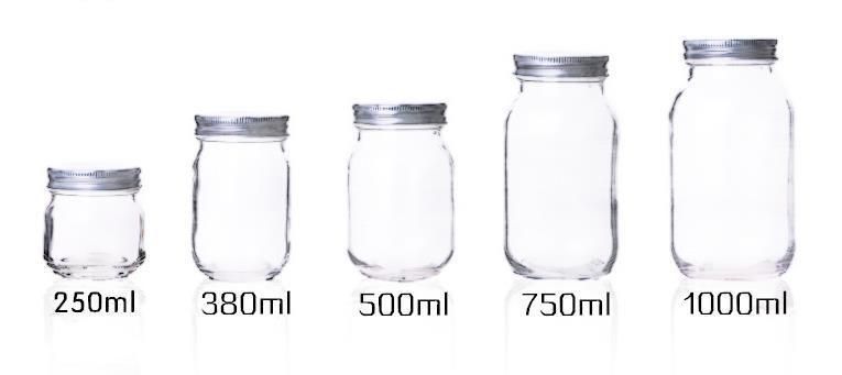 20oz 650ml Big Capacity Leaktight Round Fruit Vegetables Salad Jam Honey Food Canning Mason Jar Glass with Silver Lids
