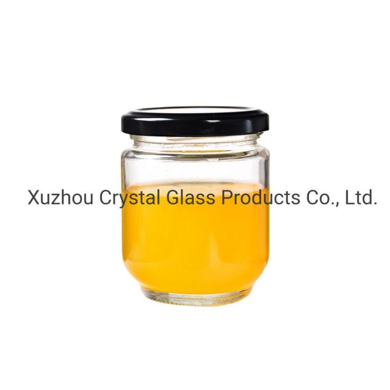 Wholesale Cheap Round Food Storage Empty Honey Bee Glass Jar for Canning with Metal Lid