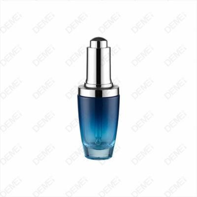 Luxury Press Glass Bottle 15ml 30ml Gradient Round Frosted Glass Dropper Container Bottle Eco Friendly Lotion Pump Bottle