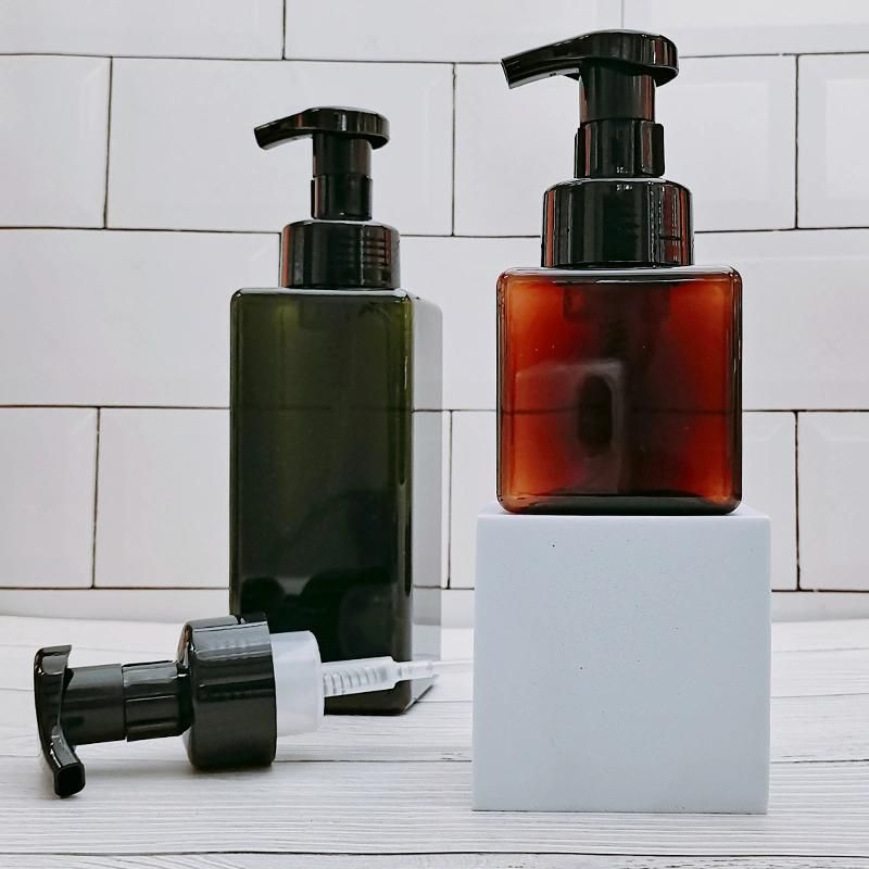 250ml 450ml 650ml PETG Square Liquid Foam Soap Dispenser Plastic Bottle Clear Amber Green with Foam Pump for Hand Wash