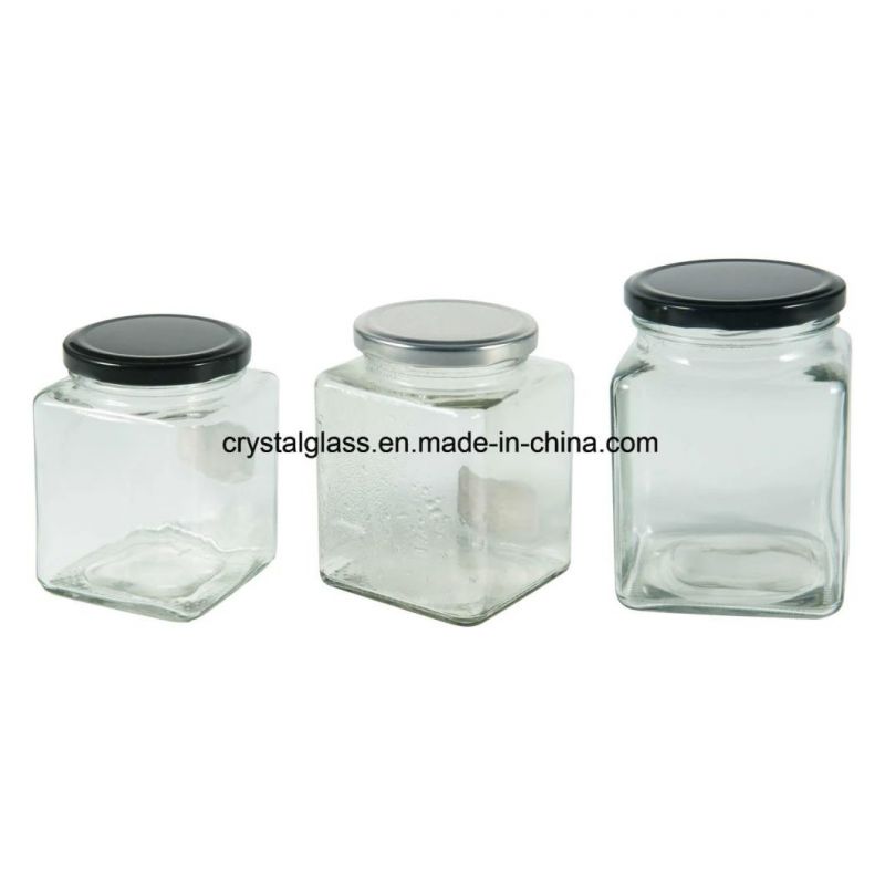 Small Mini Large 50ml 730ml Square Food Storage Jam Honey Glass Jar Glass Container