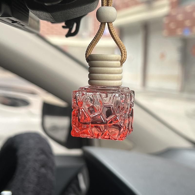 Best Selling Quality Car Perfume Bottle Round Shape Hanging Air Freshener Diffuser Glass