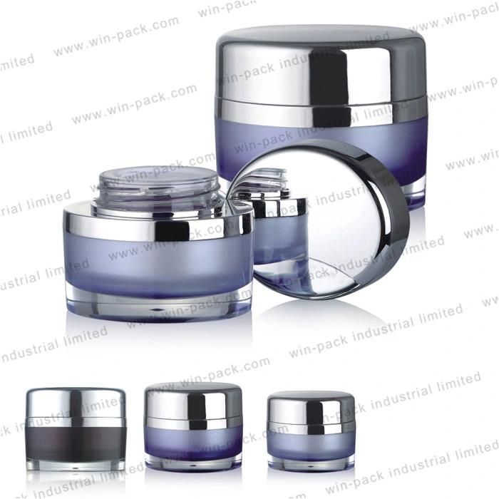 Winpack Eco Friendly Luxury Acrylic Jar Cosmetic Cream with Shiny Silver Cap 30g 50g