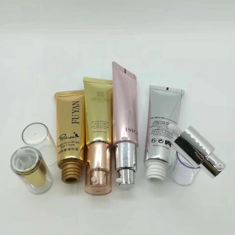 25ml 80ml 30mm Diameter Plastic Abl Luxury Squeeze Packaging Tube with Gold Airless Pump Laminated Capped for Bb Cream