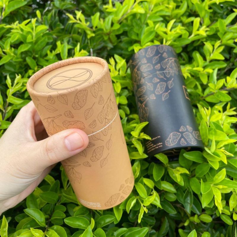 Firstsail Food Wrapping Sugar Coffee Tea Canister Set Paper Cans Heaven and Earth Cover Brown Round Packaging Boxs Tube for Snack Nuts