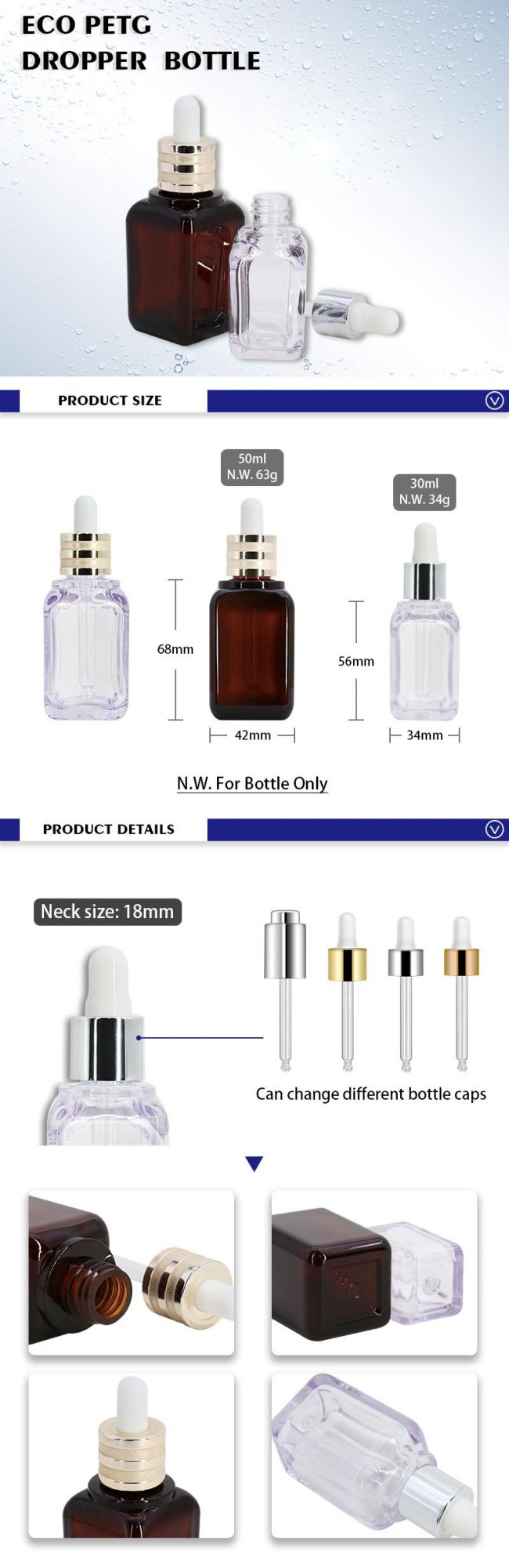 New Eco PETG Dropper Bottle E-Liquid Bottle Essential Oil Bottles Containers