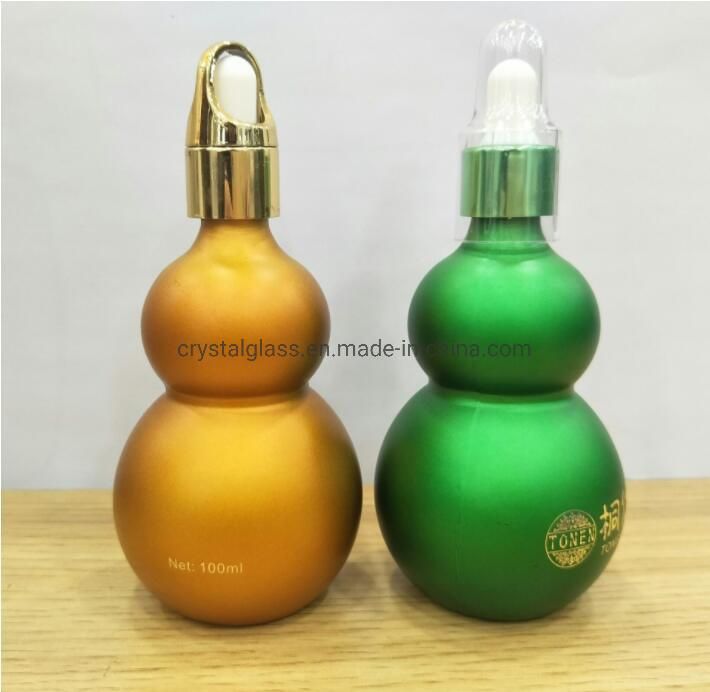 10ml 20ml 30ml 50ml 100ml Gourd or Round Shaped Amber Essential Oil Cosmetic Bottle with Dropper